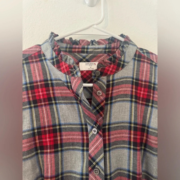 UNTUCKit for Her Harrison Red Plaid Button Up Shirt Dress Holiday Size 4 - Picture 5 of 12